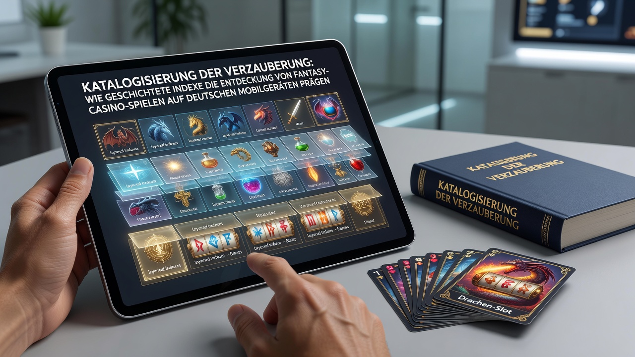 Beispiel einer mobilen Ansicht mit geschichteten Fantasy-Casino-Kategorien und Indexfiltern