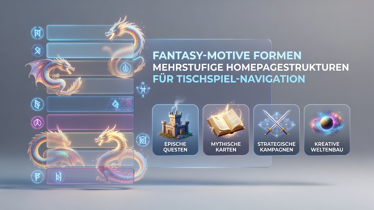 Geschichtete Navigation mit Fantasy-Elementen auf Casino-Homepages