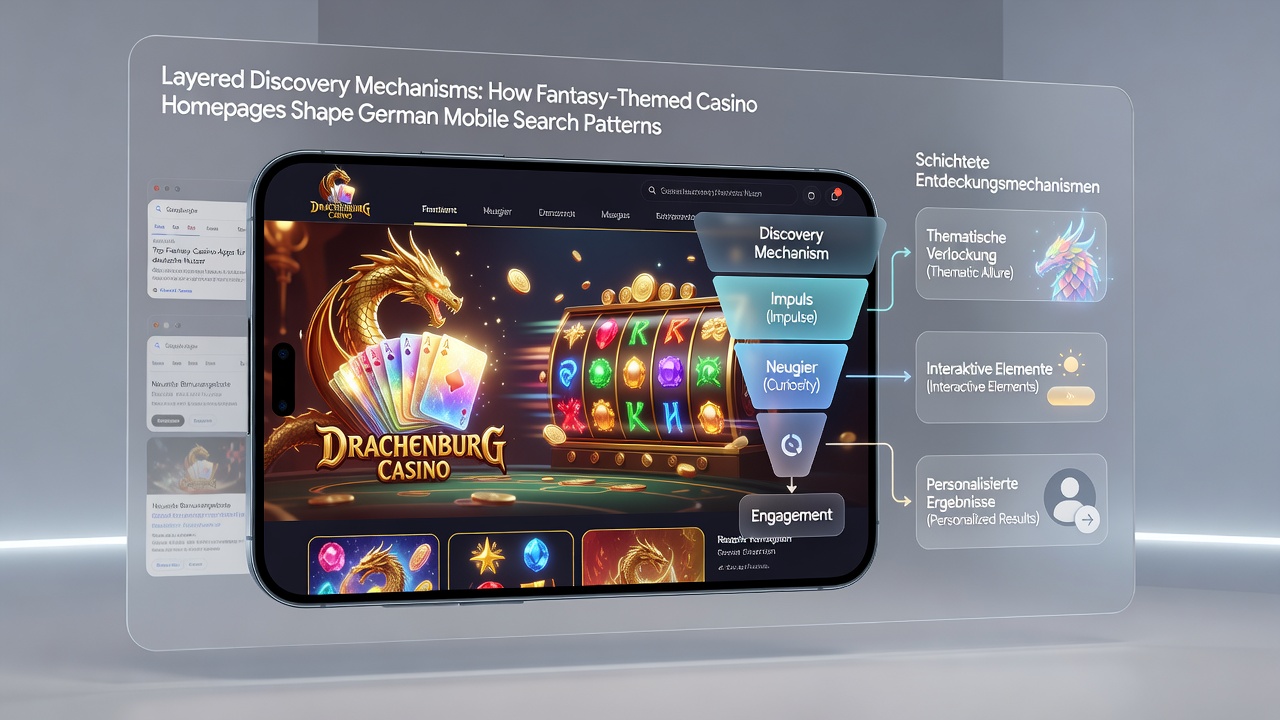 Darstellung mobiler Suchergebnisse mit geschichteten Fantasy-Casino-Indizes
