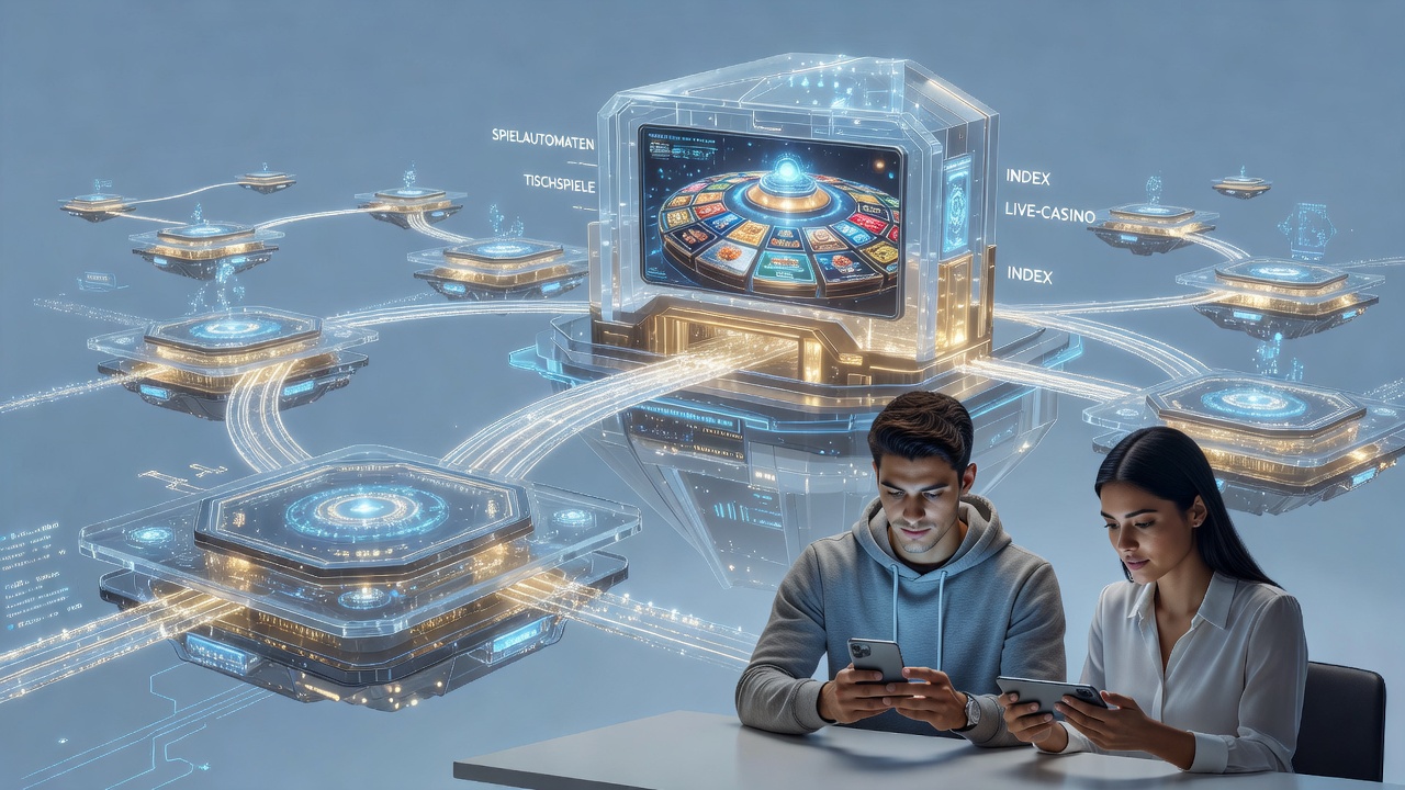 Mobile Ansicht einer geschichteten Casino-Index-Struktur mit Fantasy-Elementen für deutsche Spieler