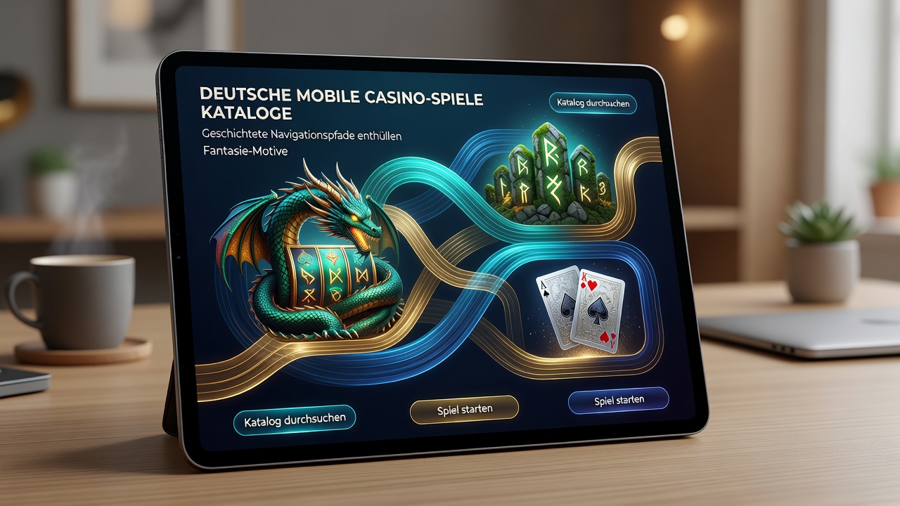 Beispiel für mittlere Navigationsebene mit Fantasy-Spielkategorien auf einem Smartphone-Display