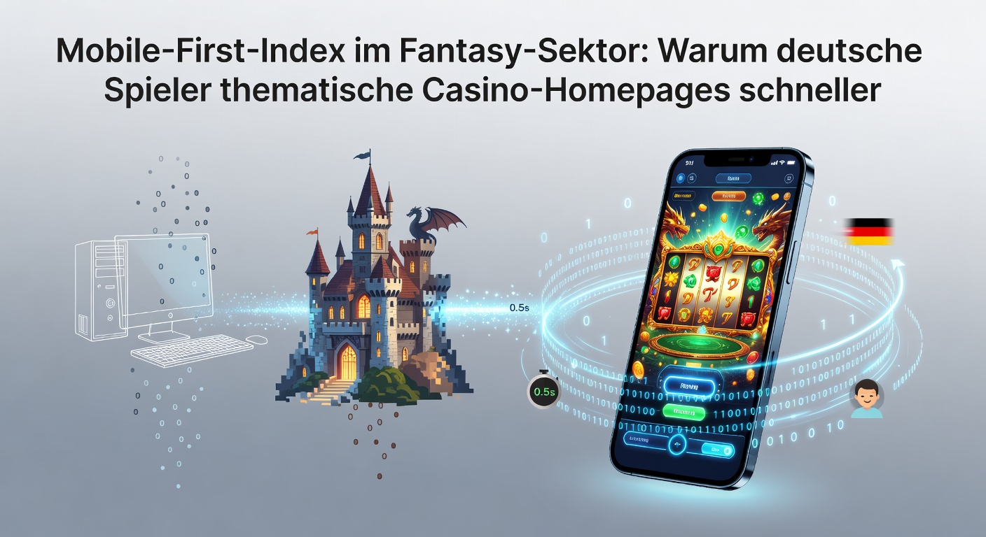 Deutscher Spieler mit Smartphone in der Hand, das eine Fantasy-Casino-Homepage mit Zauberelementen und schnellen Ladezeiten anzeigt