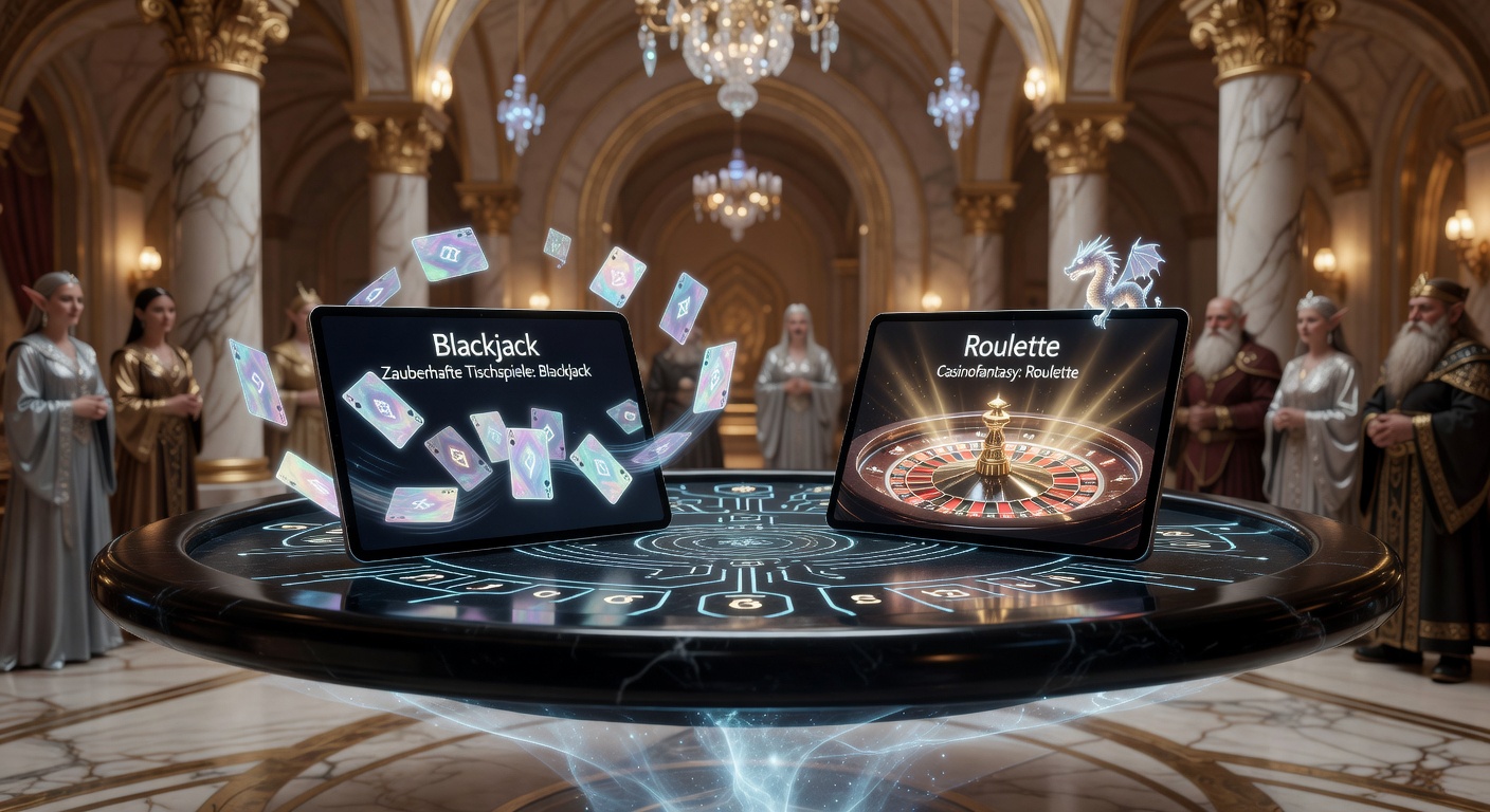 Roulette-Rad im Fantasy-Reich bei Casinofantasy, umgeben von magischen Effekten auf einem Smartphone-Bildschirm